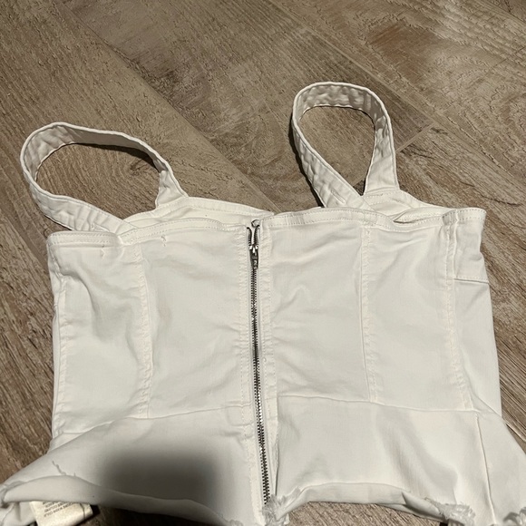 BLANK NYC white denim lace up top - Picture 4 of 5